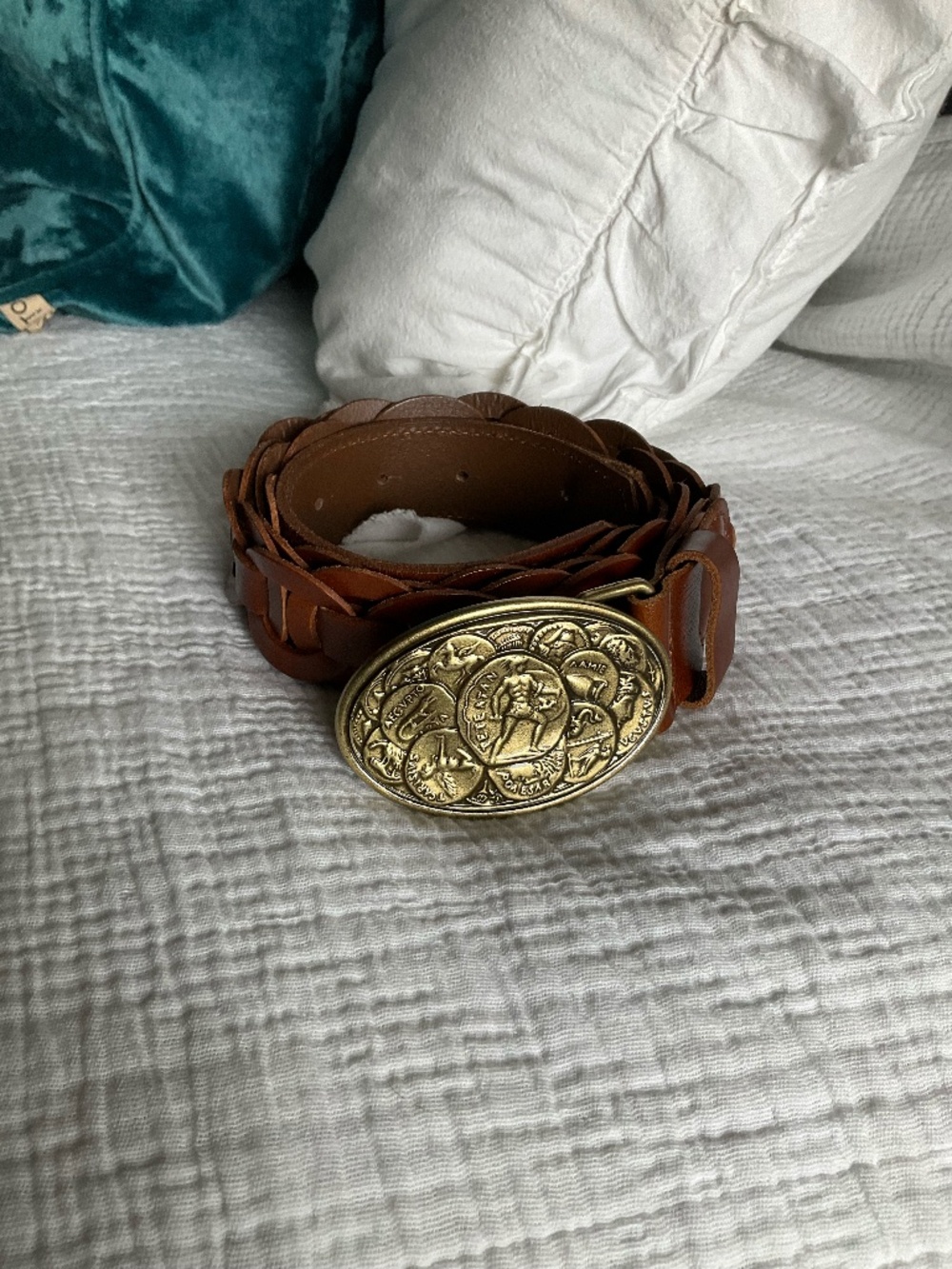 Patricia Nash Woven Leather Delia Chainlink Belt